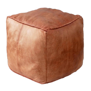 20" Leather Cube Tan Brown