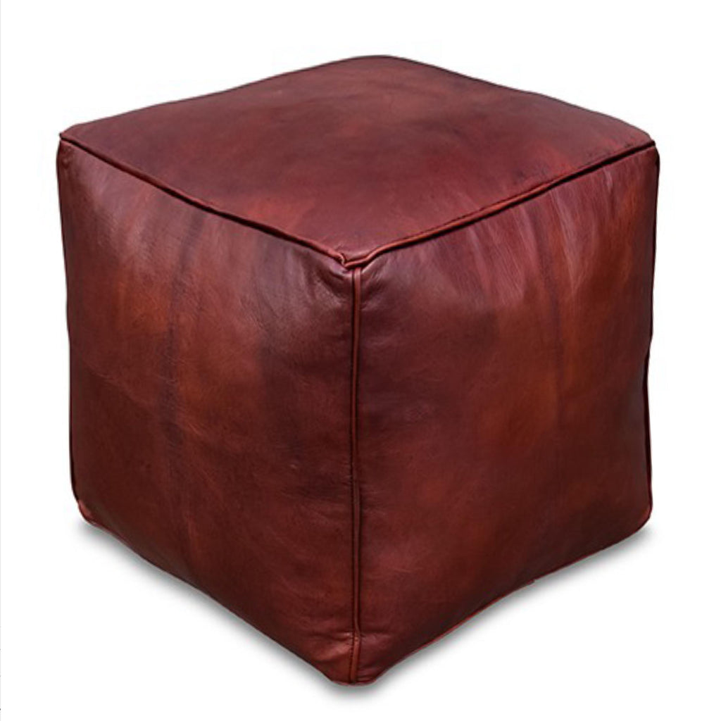 20" leather Cube Chestnut Brown