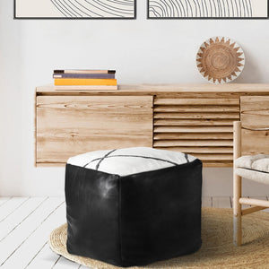 Black and deals white square ottoman