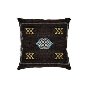 Pillow cover Handmade Black Cactus Sabra Silk and Genuine 18”Leather  Moroccan design