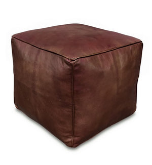 20" Leather Cube Dark Brown